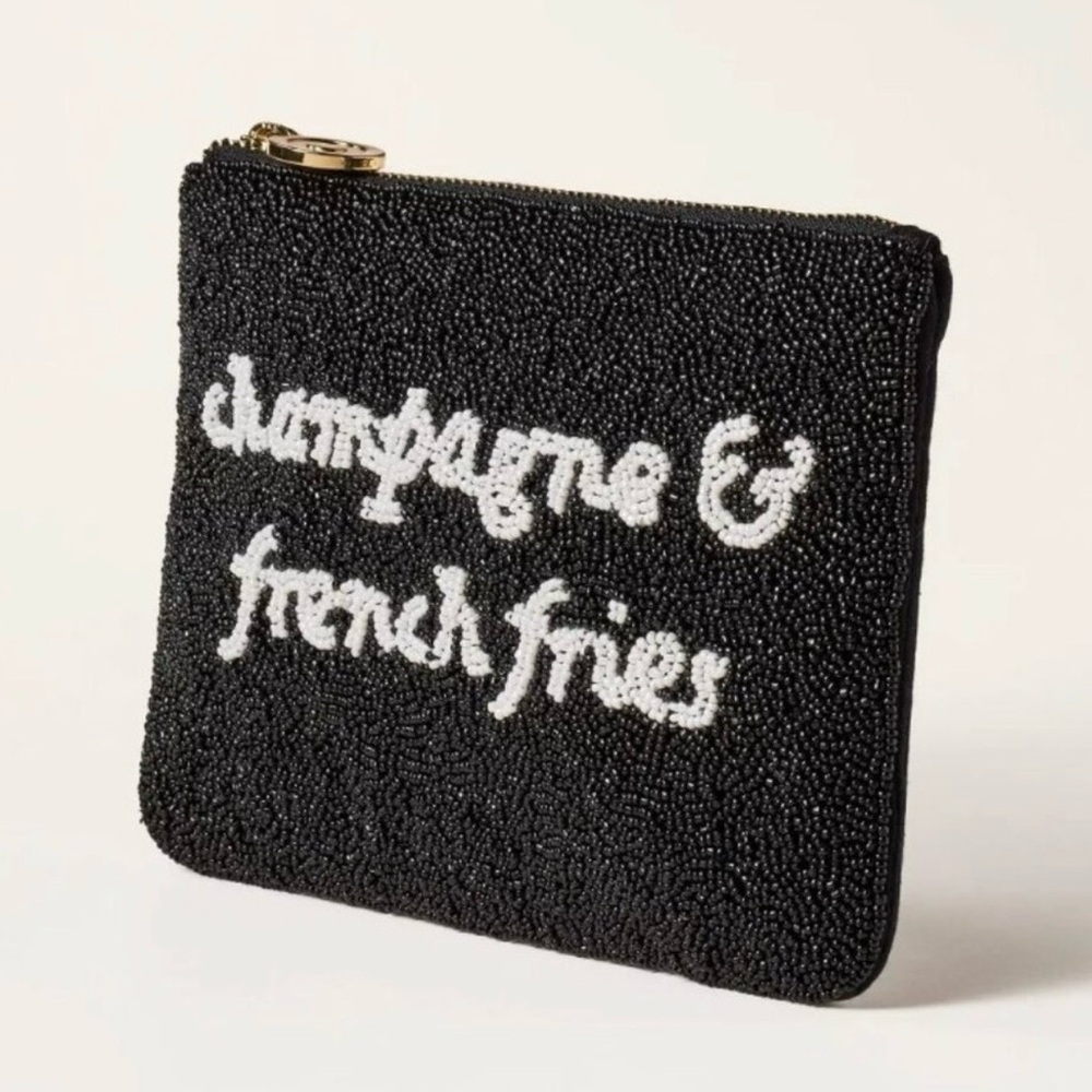 Kate Spade X Target - Black Beaded Zip Pouch Champagne & French Fries - Picture 2 of 4